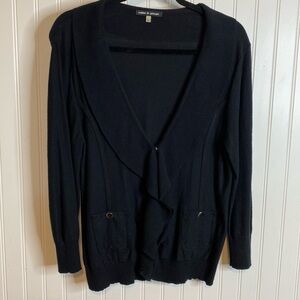 Cable & Gauge Size Large Black snap Cardigan Sweater